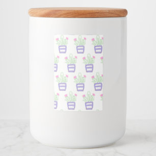 Simple purple green cactus glitter sparkle custom  food label
