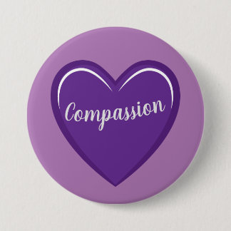 Simple Purple Heart Graphic with Compassion Text 7.5 Cm Round Badge