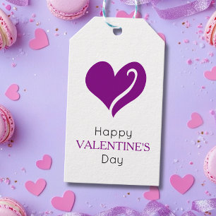 Simple Purple Heart Happy Valentine's Day Gift Tags