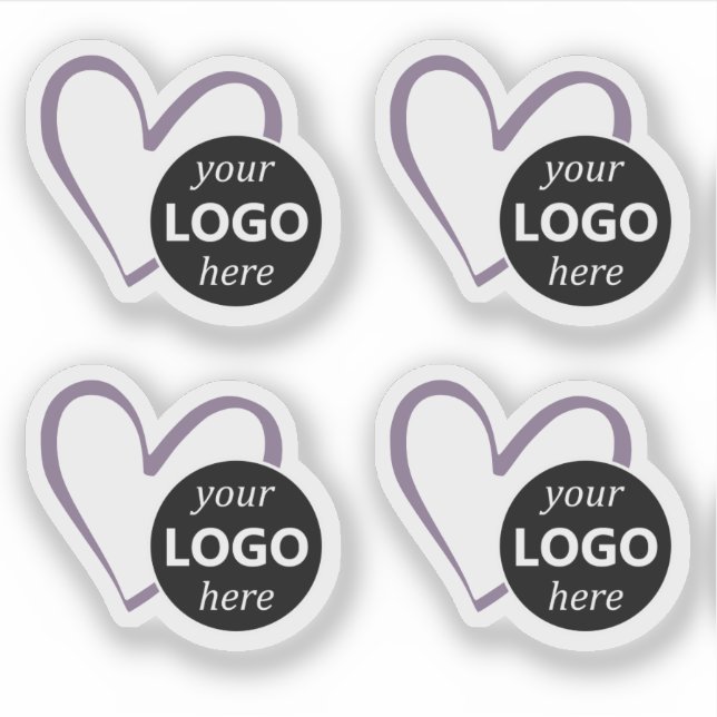 Simple Purple Heart Shaped Logo Picture Template  (Front)