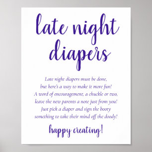 Simple Purple Late Night Diapers Grape Shower Poster