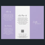 Simple Purple Lavender Contemporary QR Code Modern Flyer<br><div class="desc">Modern and professional purple / lavender trifold brochure flyer featuring a simple and minimal design with your name in an elegant script and contemporary sans serif font. The template includes several divided sections for your services in a minimalist layout. The back has your contact info and optional QR code. If...</div>