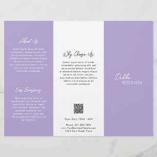 Simple Purple Lavender Contemporary QR Code Modern Flyer