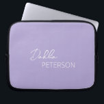 Simple Purple Lavender Elegant Contemporary Modern<br><div class="desc">Modern purple / lavender laptop sleeve featuring a simple and minimal design personalized with your name in an elegant script and contemporary sans serif font.</div>