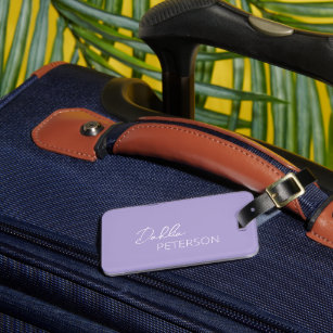 Simple Purple Lavender Elegant Contemporary Modern Luggage Tag
