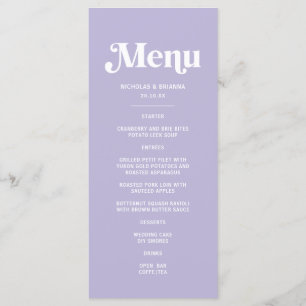 Simple Purple Lavender Wedding Menu