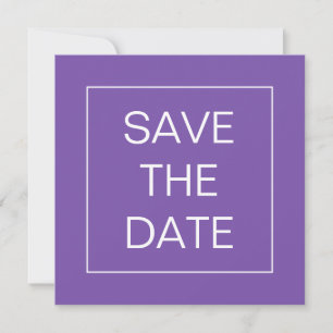 Simple Purple Line Border Wedding Square Save The Date
