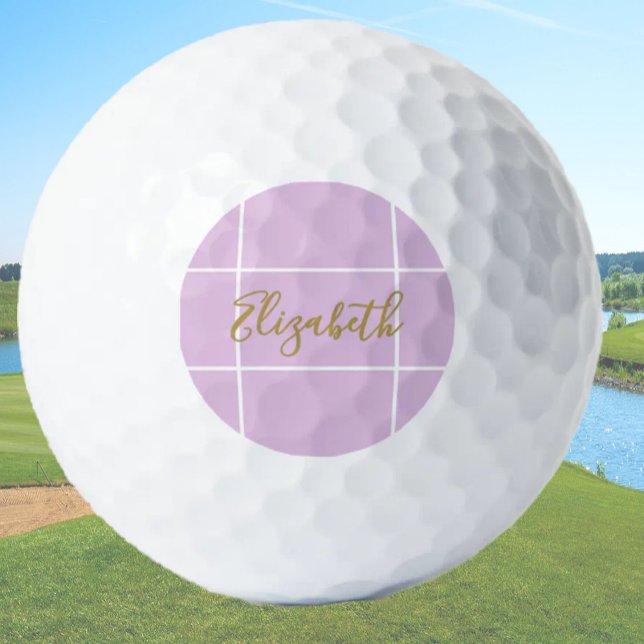 Simple purple minimalist custom name ladies  golf balls (Creator Uploaded)