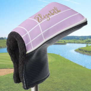 Simple purple minimalist custom name ladies golf head cover