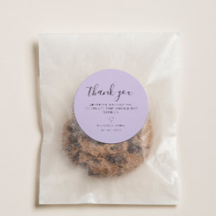 Simple Purple Minimalist Wedding Thank You Classic Round Sticker