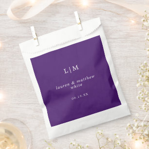 Simple Purple Monogram Elegant Wedding Favour Bags