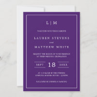 Simple Purple Monogram Elegant Wedding