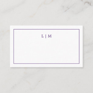 Simple Purple Monogram Elegant Wedding Place Card