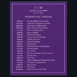 Simple Purple Monogram Elegant Wedding Timeline<br><div class="desc">Simple Wedding Timeline featuring a modern yet elegant design with your two letter monogram at the top and your details surrounded by a thin border. All text is in white over a purple background and may be changed to any colours you wish by clicking the "customise" button. A chic and...</div>