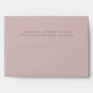 Simple Purple on Pink Taupe Baptism Invite Envelope
