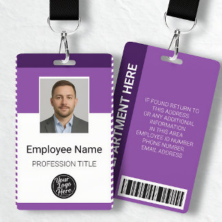 Simple Purple Professional Identification Badge ID Badge