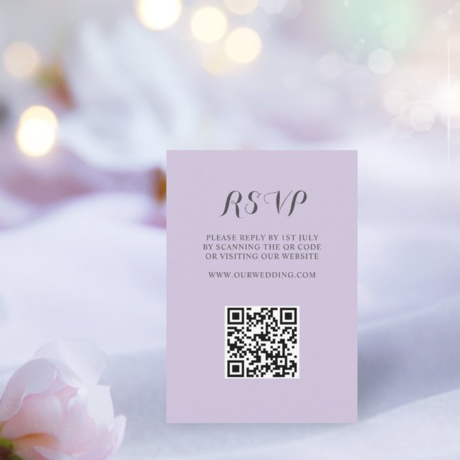 Simple Purple QR Code RSVP Wedding Card (Creator Uploaded)