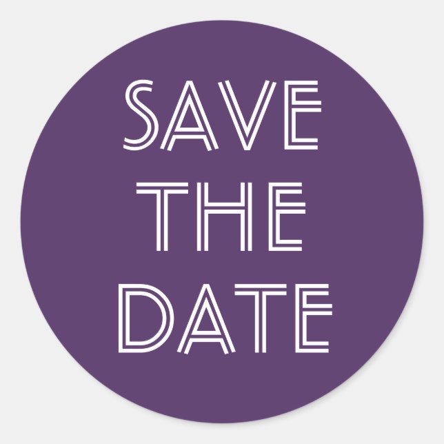 Simple Purple Save The Date Sticker (Front)