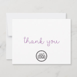 Simple Purple Script Business Logo Thank You Card