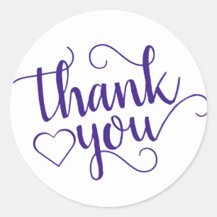 Simple Purple Script Grape Passion Thank You Classic Round Sticker