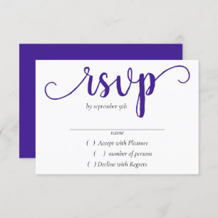 Simple Purple Script   Radiant Grape Flourish RSVP Card