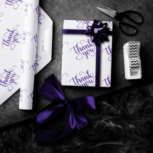 Simple Purple Script   Royal Grape Thank You Heart Wrapping Paper