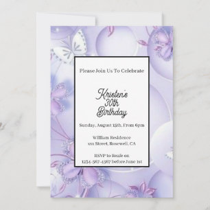 Simple Purple Theme Birthday Invitation