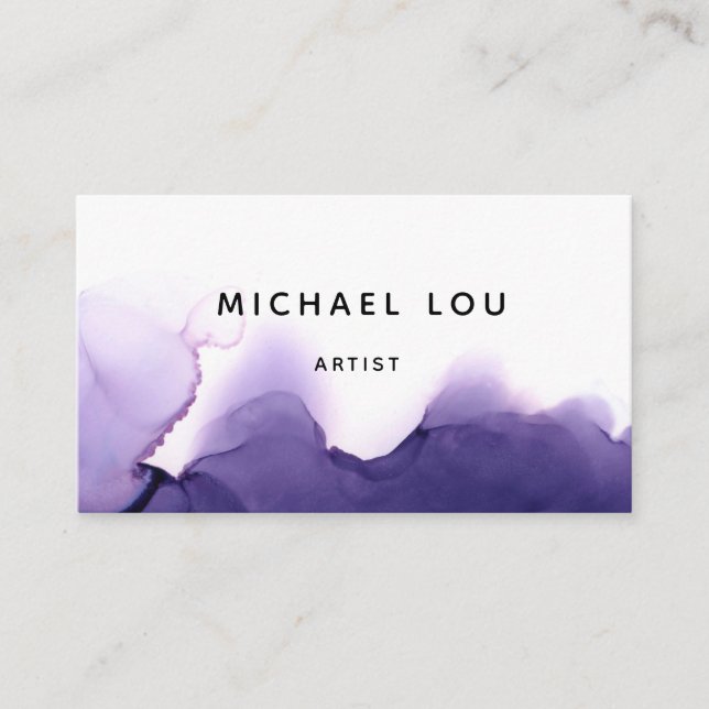 Simple Purple Watercolor Modern Business Card (Front)