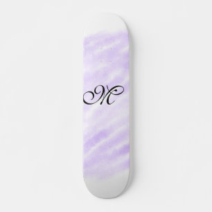 simple purple watercolor splashes pastel add name skateboard