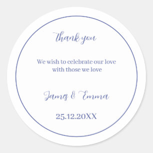 Simple Purple Wedding Classic Round Sticker