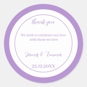 Simple Purple Wedding Classic Round Sticker