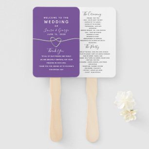 Simple Purple Wedding Program Hand Fan