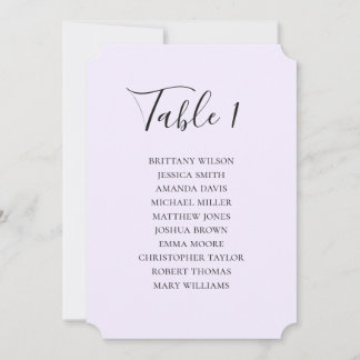 Simple purple wedding seating chart. Modern script Invitation