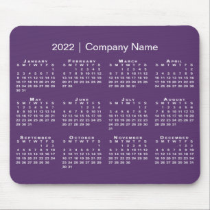 Simple Purple White 2022 Calendar Company Name Mouse Mat