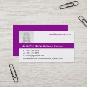 Simple purple/white photo business card