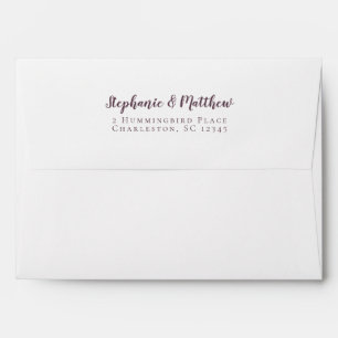 Simple Purple White Wedding Modern Return Address Envelope