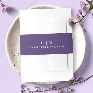 Simple Purple Wisteria Monogram Wedding Invitation Belly Band
