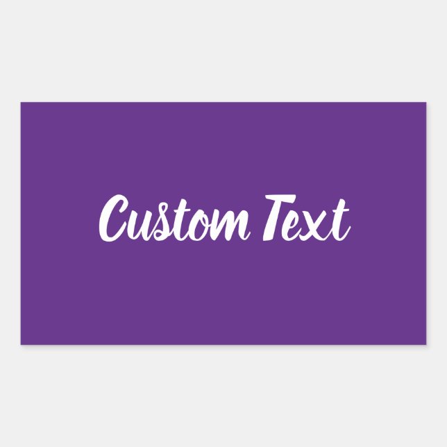 Simple Purple with White Script Text Template Rectangular Sticker (Front)