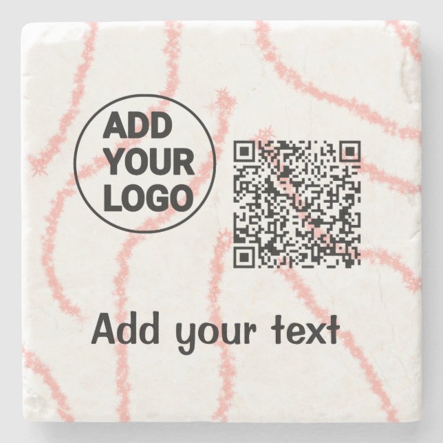 Simple q r code add logo scan code name t stone coaster (Front)