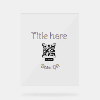 Simple Q R code scan business event template atext Acrylic Sign
