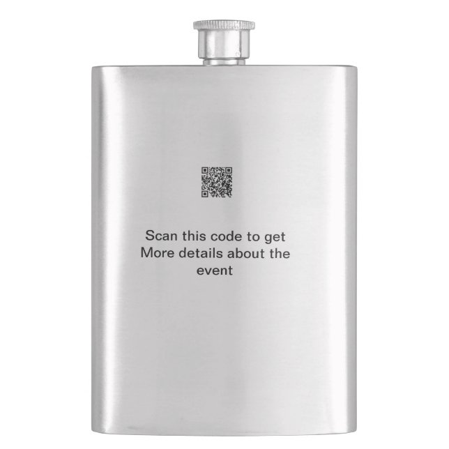 Simple Q R code scan business event template atext Hip Flask (Front)
