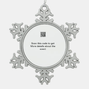 Simple Q R code scan business event template atext Snowflake Pewter Christmas Ornament
