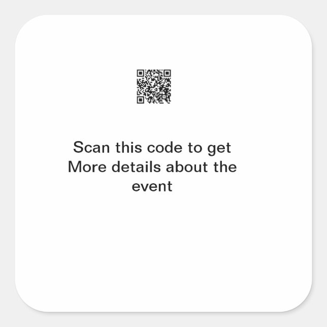 Simple Q R code scan business event template atext Square Sticker (Front)