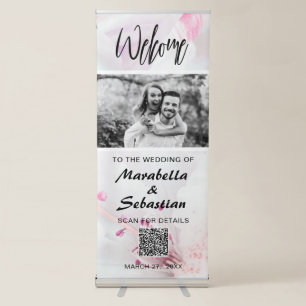 *~* Simple QR Azalea Flower Wedding Welcome Retractable Banner