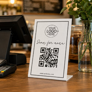 Simple QR Code Add Logo Contactless Menu Script Pedestal Sign