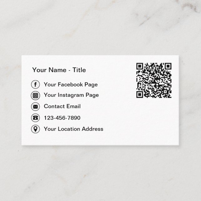 Simple QR Code And Social Media Contact Cards (Front)