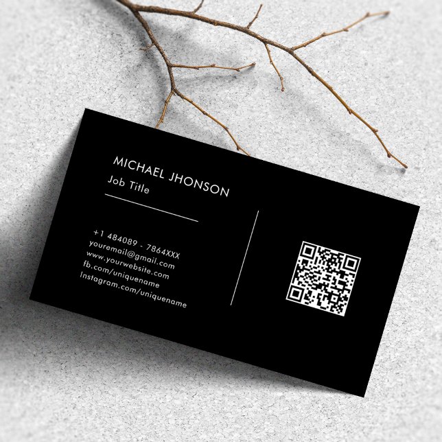 Simple Qr Code Black & White Social Media Logo Business Card (Creator Uploaded)