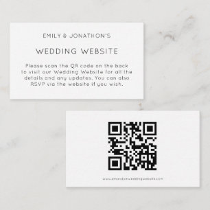 Simple QR Code Black White Wedding Website Enclosure Card