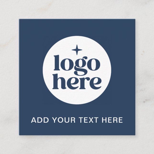 Simple QR Code Blue Business Logo Square Business Card (Front)