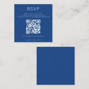 Simple QR Code Blue Wedding RSVP Enclosure Card
